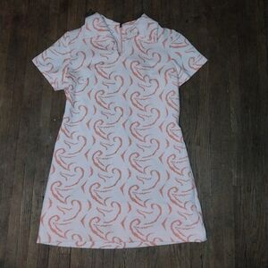 Vtg Lady Carol White and Orange Patterned Dress